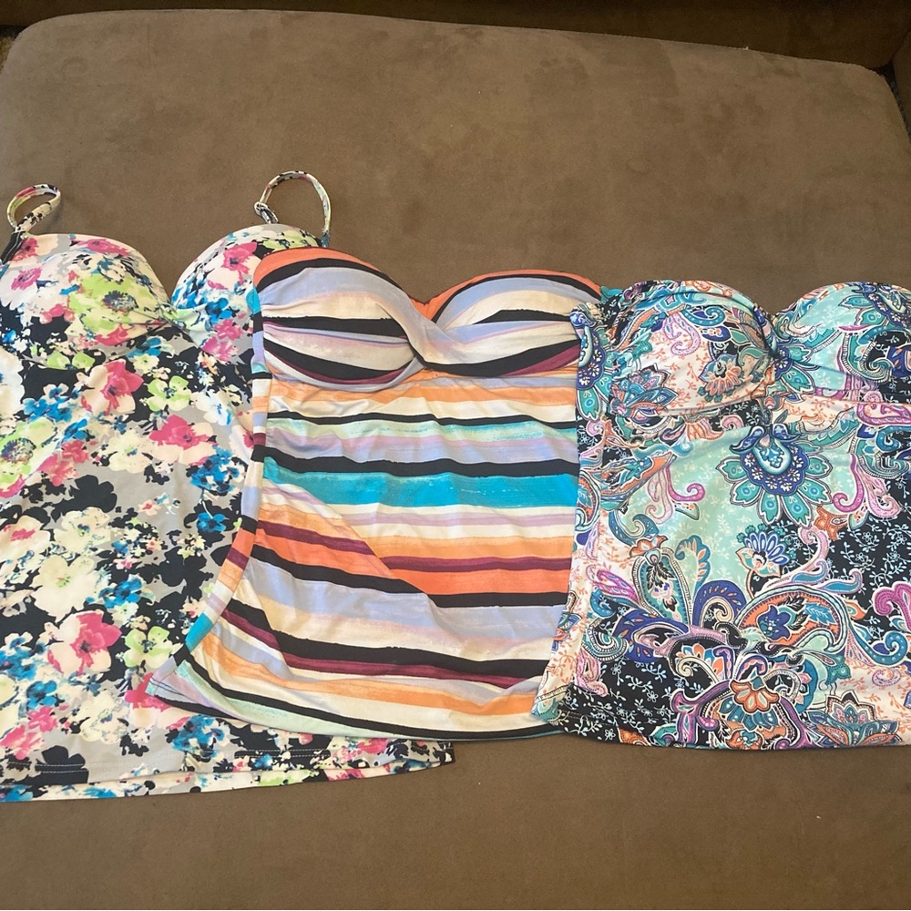 Excellent Condition 3 Tankini Tops. 1 M, 2 S, all fit the same.